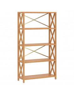 Scaffale a 5 Ripiani 80x30x146 cm in Legno Massello di Rovere 2