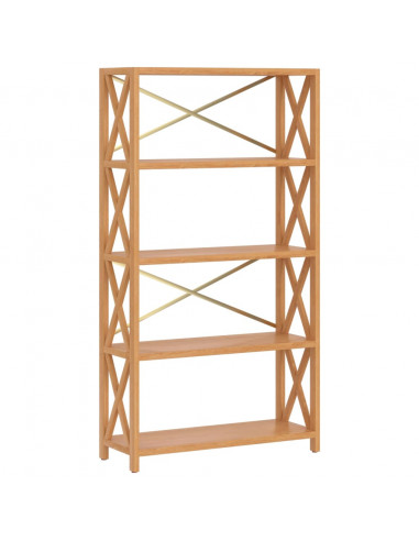 Scaffale a 5 Ripiani 80x30x146 cm in Legno Massello di Rovere
