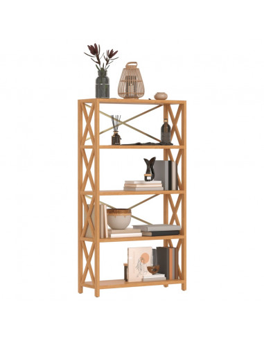 Scaffale a 5 Ripiani 80x30x146 cm in Legno Massello di Rovere