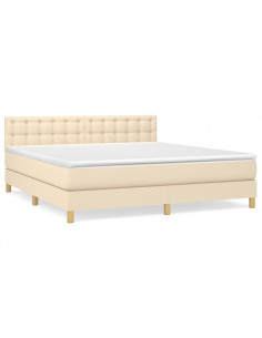 Giroletto a Molle con Materasso Crema 180x200 cm in Tessuto 2