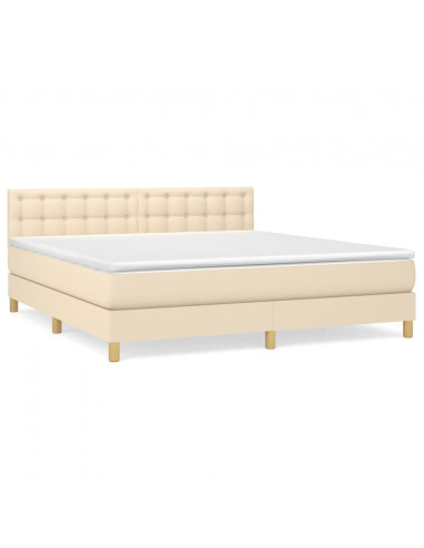 Giroletto a Molle con Materasso Crema 180x200 cm in Tessuto