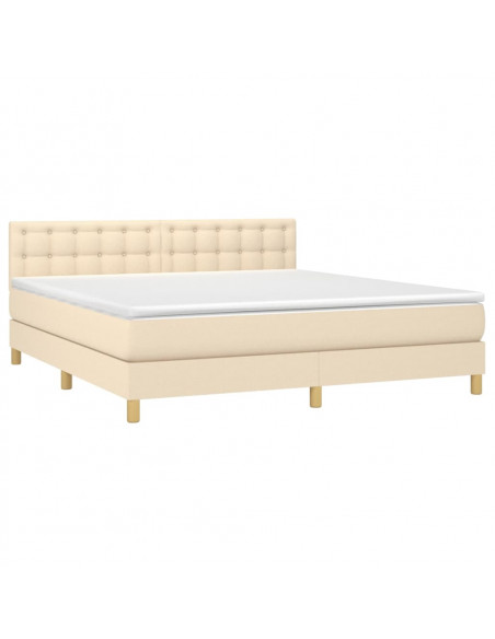 Giroletto a Molle con Materasso Crema 180x200 cm in Tessuto