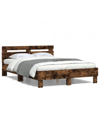 Giroletto con Testiera Rovere Fumo 135x190 cm Legno Multistrato