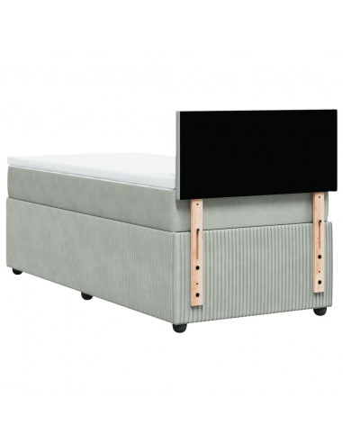 Giroletto a Molle con Materasso Grigio Chiaro 80x200 cm Velluto