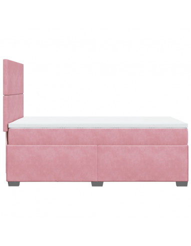 Giroletto a Molle con Materasso Rosa 90x190 cm in Velluto