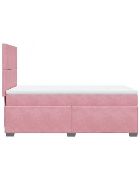 Giroletto a Molle con Materasso Rosa 90x190 cm in Velluto