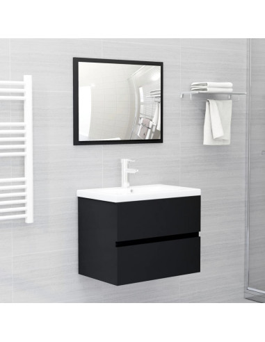 Mobile Lavabo Nero 60x38,5x45 cm in Legno Multistrato