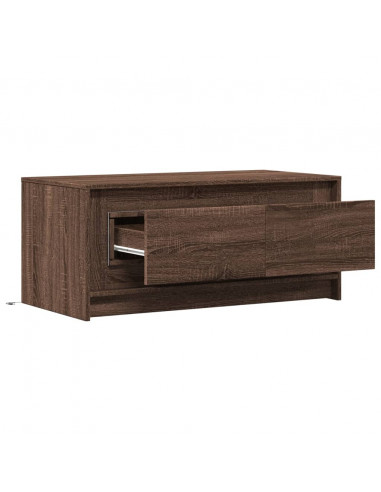 Tavolino da Salotto con Luci LED Rovere Marrone in Truciolato