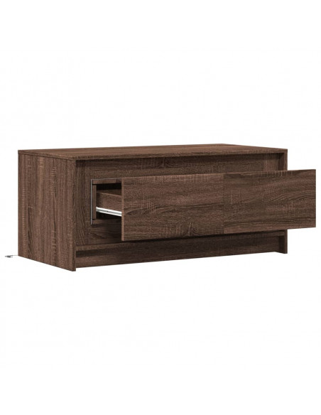 Tavolino da Salotto con Luci LED Rovere Marrone in Truciolato