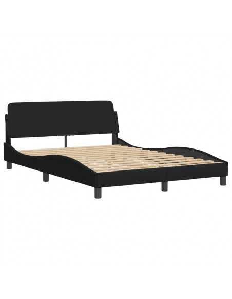 Giroletto con Testiera Nero 140x190 cm in Tessuto