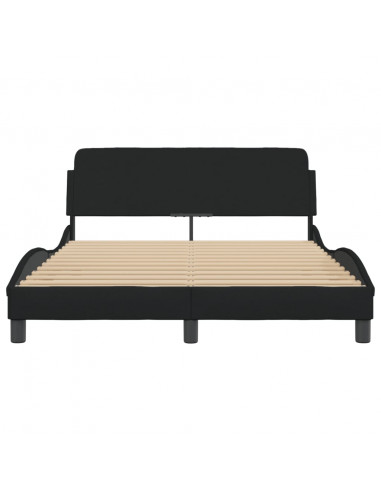 Giroletto con Testiera Nero 140x190 cm in Tessuto