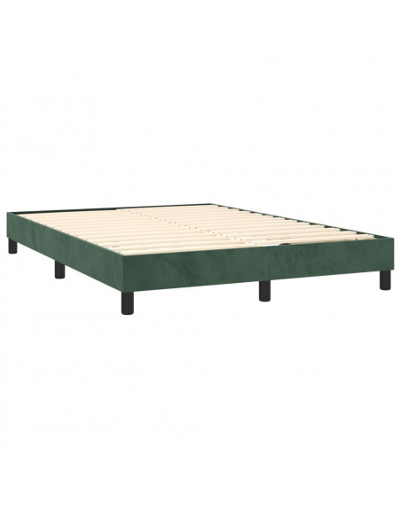Letto a Molle con Materasso e LED Verde Scuro 140x200cm Velluto