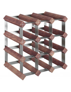 Portabottiglie per 12 Bottiglie Legno Massello di Pino Marrone 2