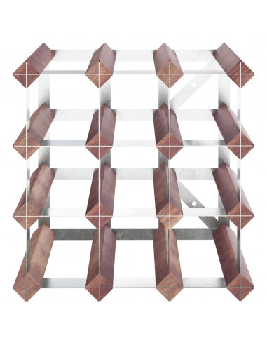 Portabottiglie per 12 Bottiglie Legno Massello di Pino Marrone