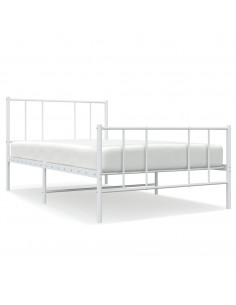 Giroletto con Testiera e Pediera Metallo Bianco 100x190 cm 2