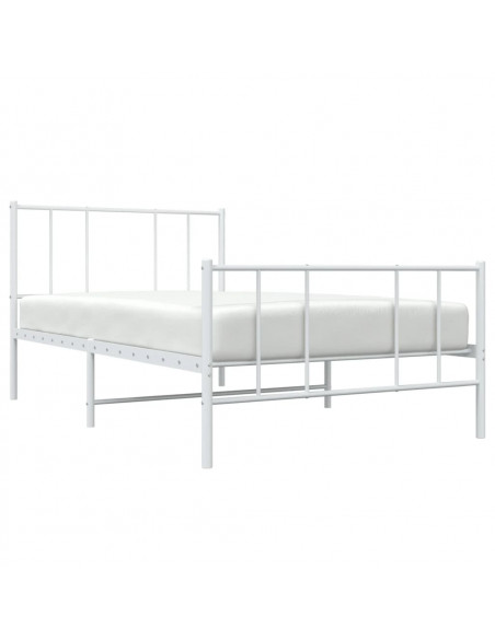 Giroletto con Testiera e Pediera Metallo Bianco 100x190 cm