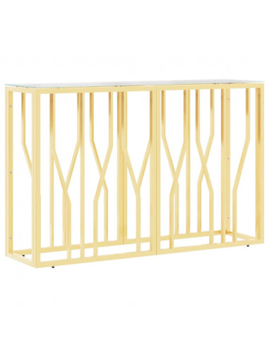 Tavolino Consolle 110x30x70 cm in Acciaio Inox e Vetro