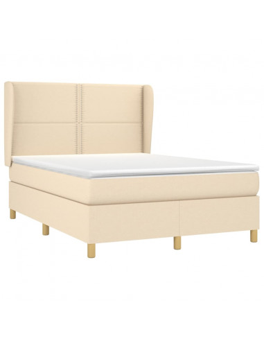 Giroletto a Molle con Materasso Crema 140x19 cm in Tessuto