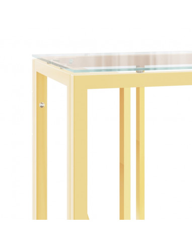 Tavolino Consolle 110x30x70 cm in Acciaio Inox e Vetro