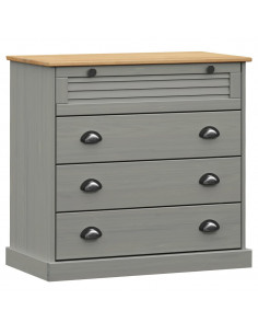 Cassettiera VIGO Grigia 80x40x76 cm in Legno Massello di Pino 2