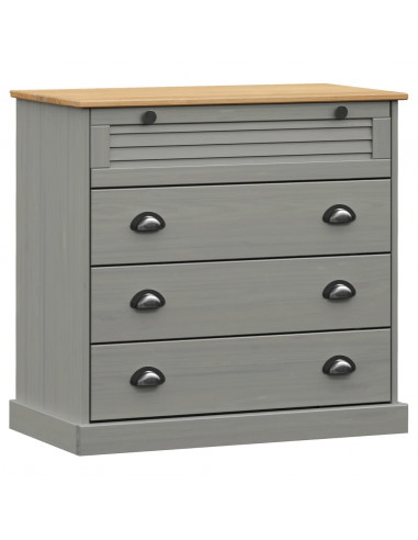 Cassettiera VIGO Grigia 80x40x76 cm in Legno Massello di Pino
