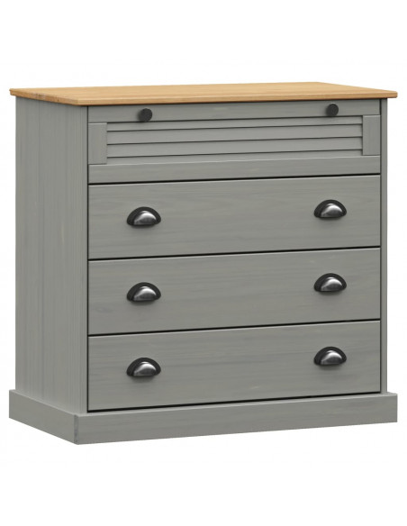 Cassettiera VIGO Grigia 80x40x76 cm in Legno Massello di Pino