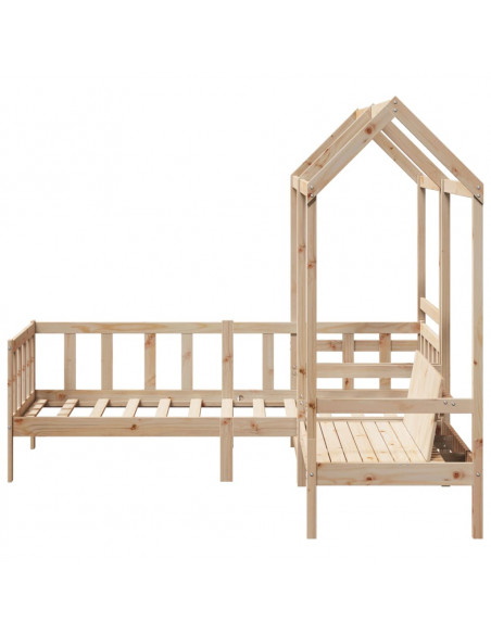 Set Dormeuse e Panca con Tetto 90x190cm Legno Massello di Pino