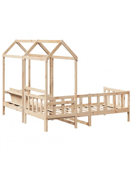 Set Dormeuse e Panca con Tetto 90x190cm Legno Massello di Pino