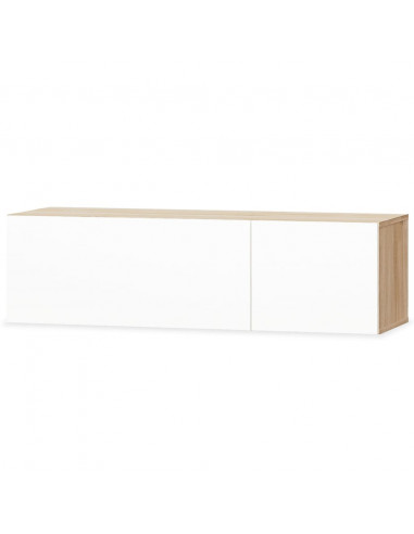 Mobile TV Legno Multistrato 120x40x34 cm Bianco Lucido e Rovere
