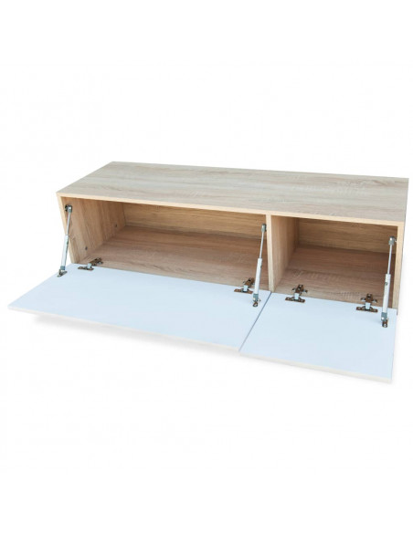 Mobile TV Legno Multistrato 120x40x34 cm Bianco Lucido e Rovere