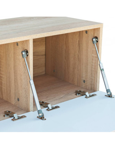 Mobile TV Legno Multistrato 120x40x34 cm Bianco Lucido e Rovere