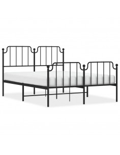 Giroletto con Testiera e Pediera Metallo Nero 140x190 cm 2