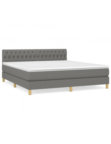 Giroletto a Molle con Materasso Grigio Scuro 180x200 cm Tessuto