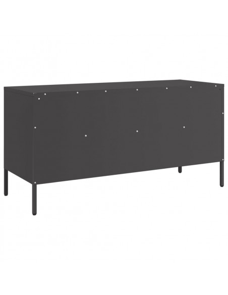 Mobile TV Nero 100,5x39x50,5 cm in Acciaio Laminato a Freddo