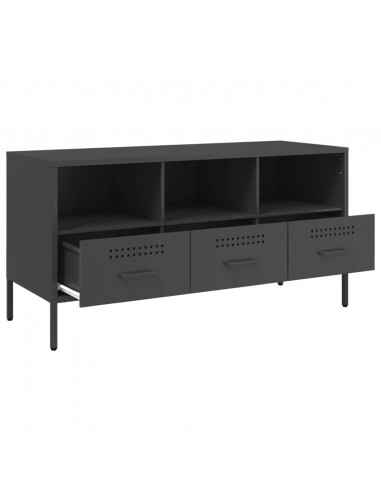 Mobile TV Nero 100,5x39x50,5 cm in Acciaio Laminato a Freddo