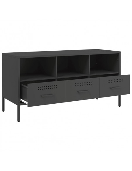Mobile TV Nero 100,5x39x50,5 cm in Acciaio Laminato a Freddo