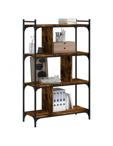 Libreria Rovere Fumo 4 Ripiani 76x32x123 cm Legno Multistrato