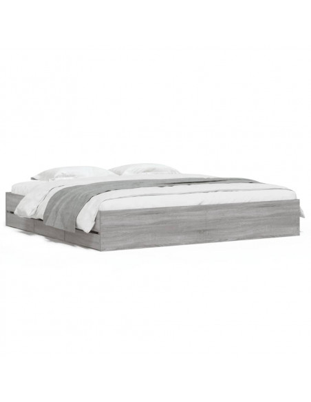 Giroletto Cassetti Grigio Sonoma 200x200 cm Legno Multistrato
