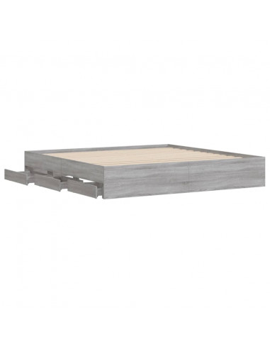 Giroletto Cassetti Grigio Sonoma 200x200 cm Legno Multistrato