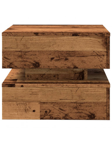 Tavolino da Salotto con Luci LED Legno Antico 50x50x40 cm