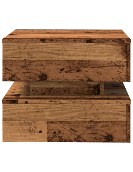 Tavolino da Salotto con Luci LED Legno Antico 50x50x40 cm