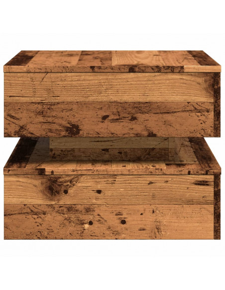 Tavolino da Salotto con Luci LED Legno Antico 50x50x40 cm