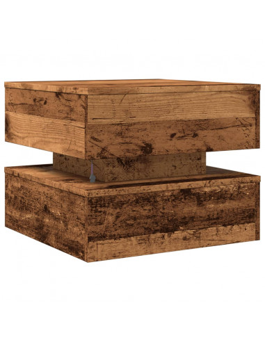 Tavolino da Salotto con Luci LED Legno Antico 50x50x40 cm
