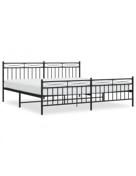 Giroletto con Testiera e Pediera Metallo Nero 200x200 cm