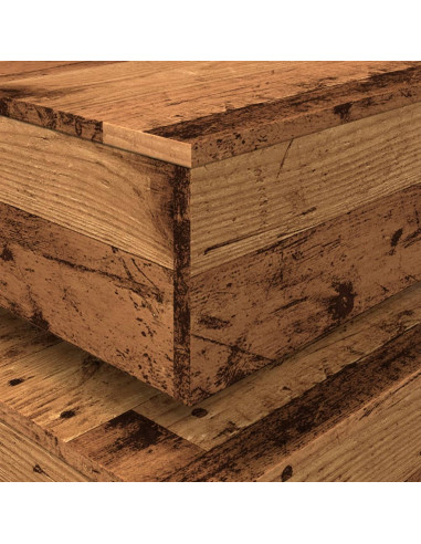 Tavolino da Salotto con Luci LED Legno Antico 50x50x40 cm