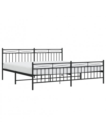 Giroletto con Testiera e Pediera Metallo Nero 200x200 cm