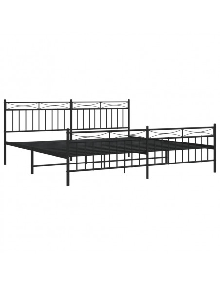 Giroletto con Testiera e Pediera Metallo Nero 200x200 cm