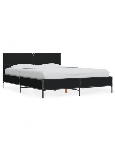 Giroletto Nero 140x200 cm in Legno Multistrato e Metallo