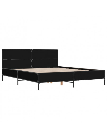 Giroletto Nero 140x200 cm in Legno Multistrato e Metallo