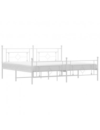 Giroletto con Testiera e Pediera Metallo Bianco 193x203 cm